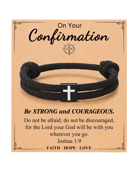 UNGENT THEM Cross Braided Rope Bracelet for Men Teen Boys, Easter Christian Baptism Confirmation Christmas Valentines Graduation Gifts Ideas