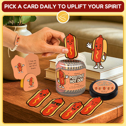 Stofinity Emotional Support Hot Dogs Gifts - Funny White Elephant Gifts For Teen Girl Trendy Stuff, Positive Affirmations Cards For Women Birthday, Hotdog Card For Christmas Basket Gift