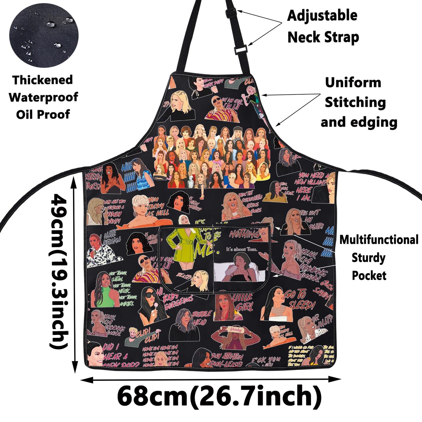 WZMPA Funny Housewife Cooking Apron Dorinda Medley Fans Gift Housewife New York Adjustable Apron Housewife BBQ Merch
