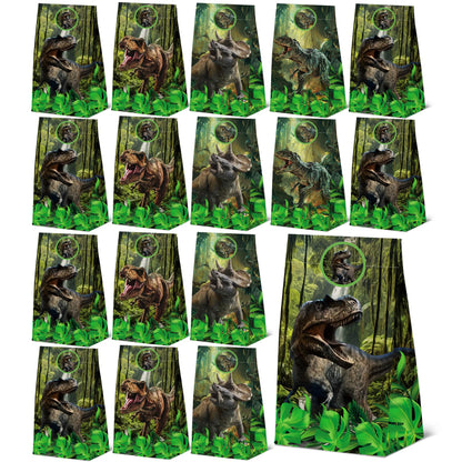 24 Pcs Jurassic Dinosaur Paper Bags with Stickers,Dino Birthday Themed Party Favor Bags Gift Bags,Dinosaur Themed Birthday Party Decor Supplies, 4 Designs(24pcs-Dinosaurbags)