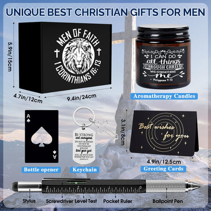 JTAMOHI 10 Pcs Christian Gifts for Men Faith, Inspirational Religious Gifts for Men, Catholic Gifts, Spiritual Gifts, Jesus Gifts, Encouragement Gifts for Dad, Husband, Grandpa, Male Friends, Coworker