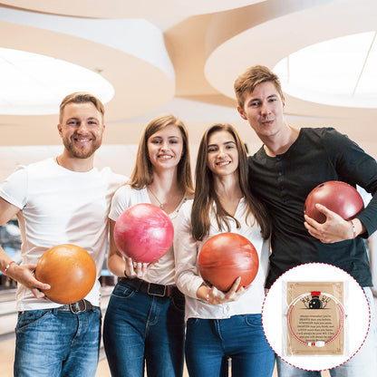Unittype 24 Pcs Bowling Gifts Set Bulk with 24 Bowling Adjustable Bracelets 24 Cards for Women Men Adults Sports Team Gifts