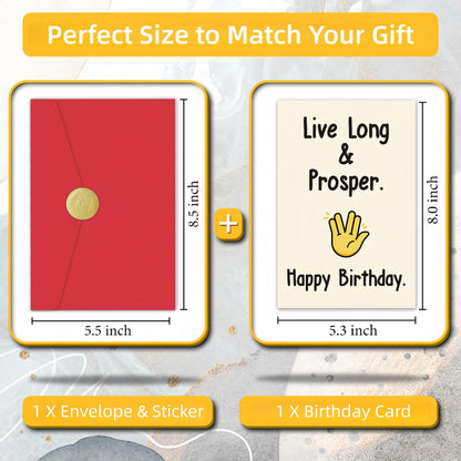 Movie Birthday Card for Men Women, Funny Space Travel Birthday Card for Him & Her, Happy Birthday-Live Long and Prosper