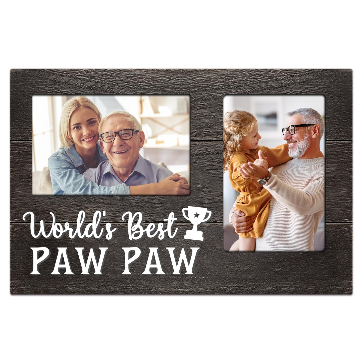 Fathers Day Pawpaw Gifts, Paw Paw Gift for Grandpa 3D Photo Frame Hold 4x6 Inches Two Photos, Best Pawpaw Ever Birthday Gift for Him from Grandkids, Gifts for Pawpaw Who Wants Nothing