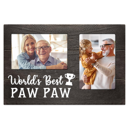 Fathers Day Pawpaw Gifts, Paw Paw Gift for Grandpa 3D Photo Frame Hold 4x6 Inches Two Photos, Best Pawpaw Ever Birthday Gift for Him from Grandkids, Gifts for Pawpaw Who Wants Nothing