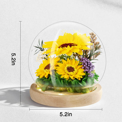 Mothers Day Sunflower Gifts for Mom Birthday Gift for Women, LED Glass Dome Preserved Eternal Flower Home Decor, for Mom Grandma Wife