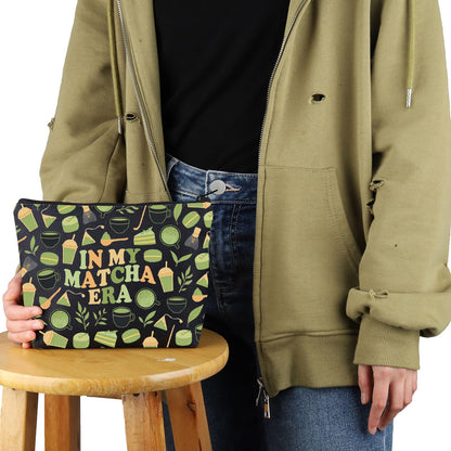 VAMSII Matcha Lover Gift Matcha Era Makeup Bag Tea Lover Cosmetic Bag Matcha Merch (Matcha Era M)