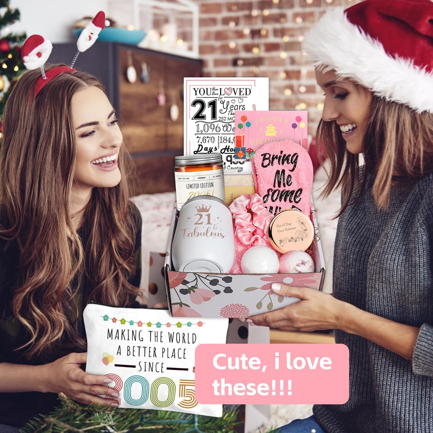 iAOVUEBY 21st Birthday Gifts for Her, Happy 21st Birthday Gift Basket for Women, 21 Year Old Gift Ideas for Daughter Sister Friend, Born in 2005, 21 & Fabulous