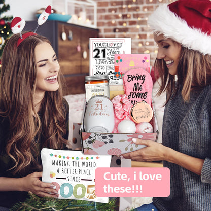 iAOVUEBY 21st Birthday Gifts for Her, Happy 21st Birthday Gift Basket for Women, 21 Year Old Gift Ideas for Daughter Sister Friend, Born in 2005, 21 & Fabulous
