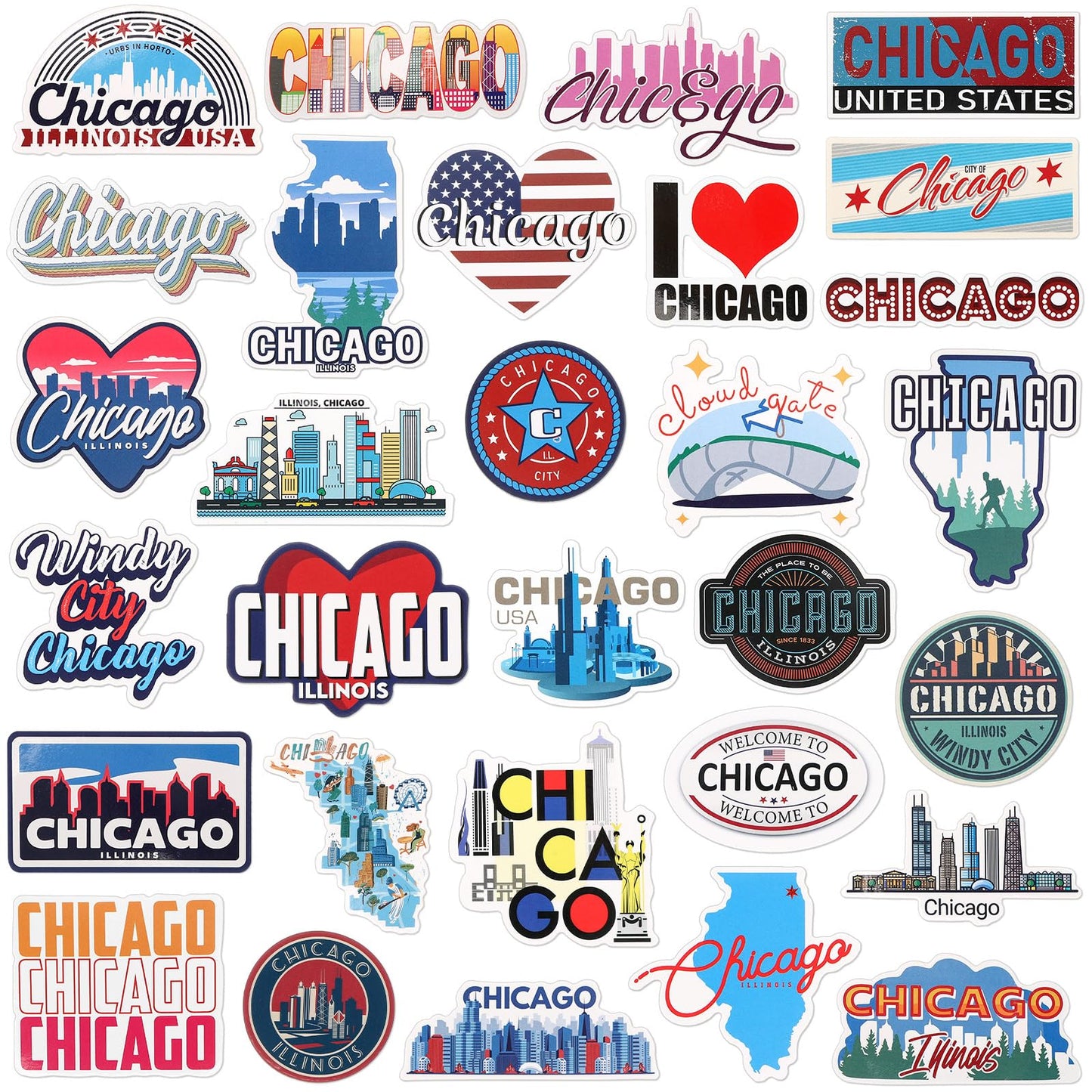 Konohan 30 Pcs Chicago Souvenirs Gifts Chicago Magnet for Refrigerator City Magnetic Refrigerator Stickers for Home Decoration