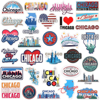 Konohan 30 Pcs Chicago Souvenirs Gifts Chicago Magnet for Refrigerator City Magnetic Refrigerator Stickers for Home Decoration