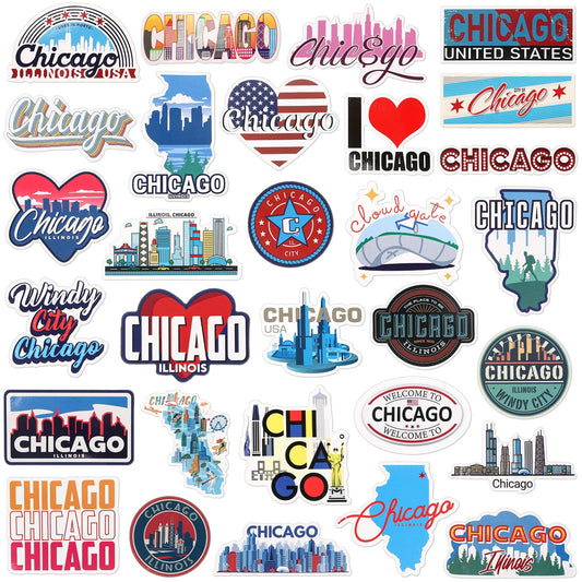 Konohan 30 Pcs Chicago Souvenirs Gifts Chicago Magnet for Refrigerator City Magnetic Refrigerator Stickers for Home Decoration