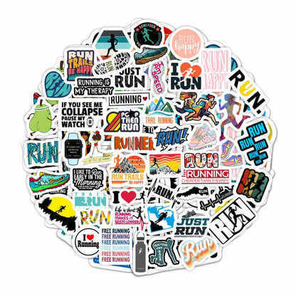 BulbaCraft Running Stickers for Water Bottles, Run Stickers and Decals, Runner Decals - Running Themed Party Decorations, Presents for Marathon Runners Men, Gifts for Women & Men