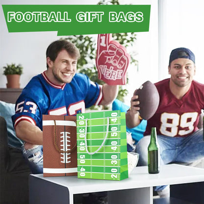 16PCS Football Gift Bags with Handles have Two Different Classic Patterns for Sports Game Parties Easy Carry Wide Applications Perfect Football Gift Bags Bulk and Party Favors