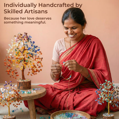 Chakra Tree of Life Birthday Gifts for Women, Mom, Sister, Friends, Handmade Healing Crystal Tree Bring Money, Positivity & Good Luck, Boho Home, Room and Office Desk Decor, Unique Gifts for Mother