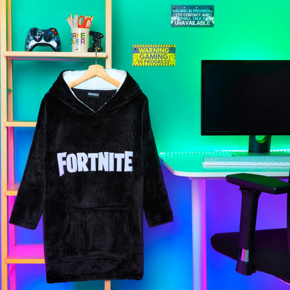 Fortnite Blanket Hoodie Gifts for Boys Teens, Oversized Fleece Pullover with Sherpa-Lined Hood, Wearable Blanket for Gamers