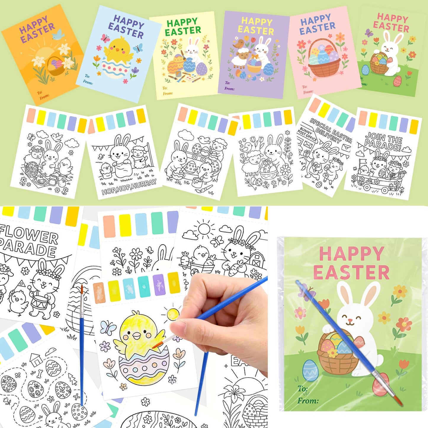 Fancy Land 24 Pack Easter Gifts for Kids Water Coloring Book Paint with Water Books Easter Crafts for Classroom School Art Activities Party Favors Basket Stuffers
