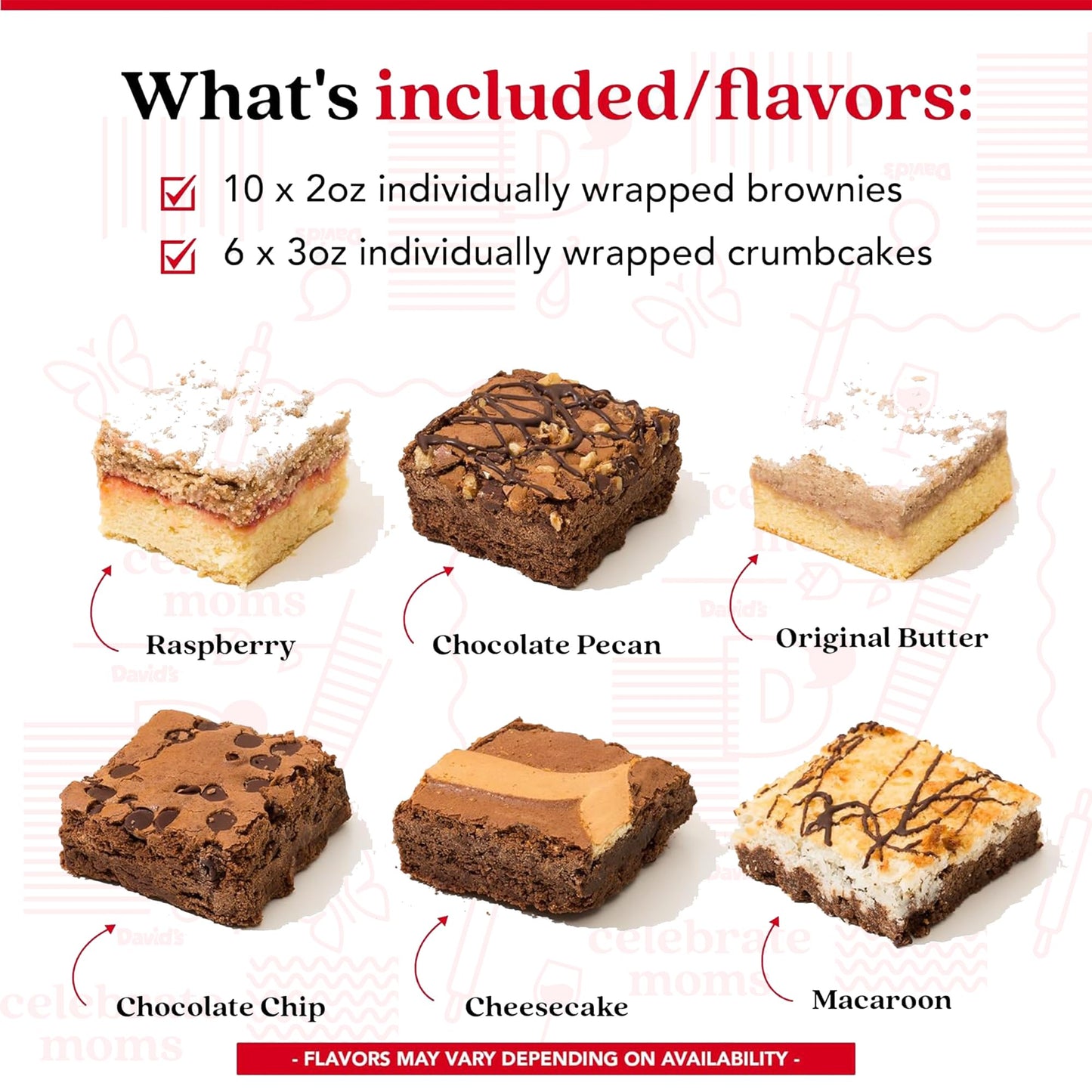 David's Cookies Assorted Brownies & Crumb Cake Gift Tin, 3Lbs - Fresh Baked Chocolate Fudge Slices and Brownies - Delicious Gourmet Snack Gift Basket for Mom, Women, or Any Special Occasion