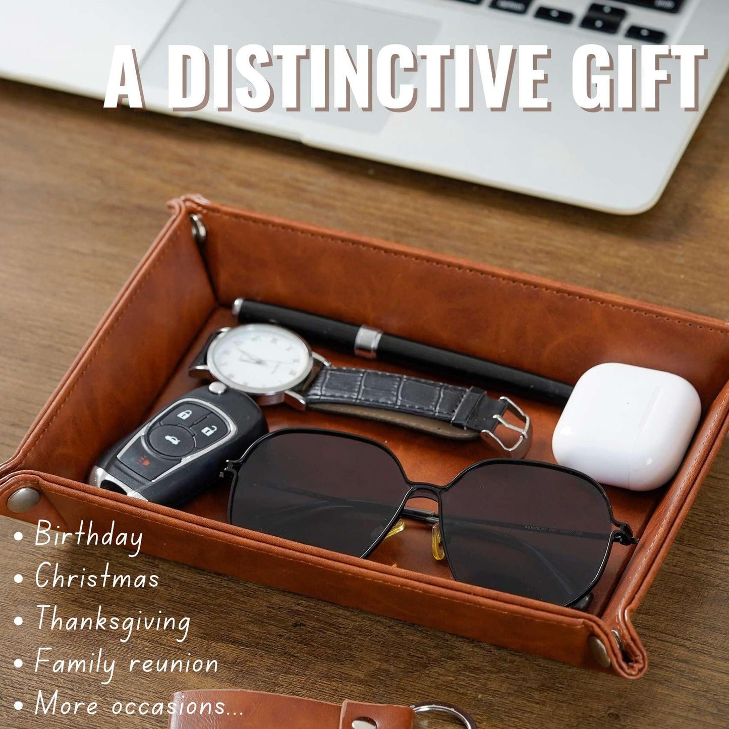 Architect Gifts, Valet Tray for Him & Men, Boyfriend, Husband, Dad, Desktop Organizer PU Leather Tray