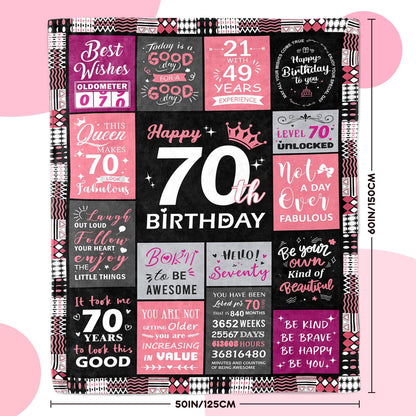 Sruemiul 70th Birthday Gifts for Women - 70th Birthday Decorations for Women - 70 Year Old Birthday Gifts - Happy 70th Birthday Gift Ideas for 70 Year Old Woman - 1956 & 70th Birthday Blanket 50"x60"