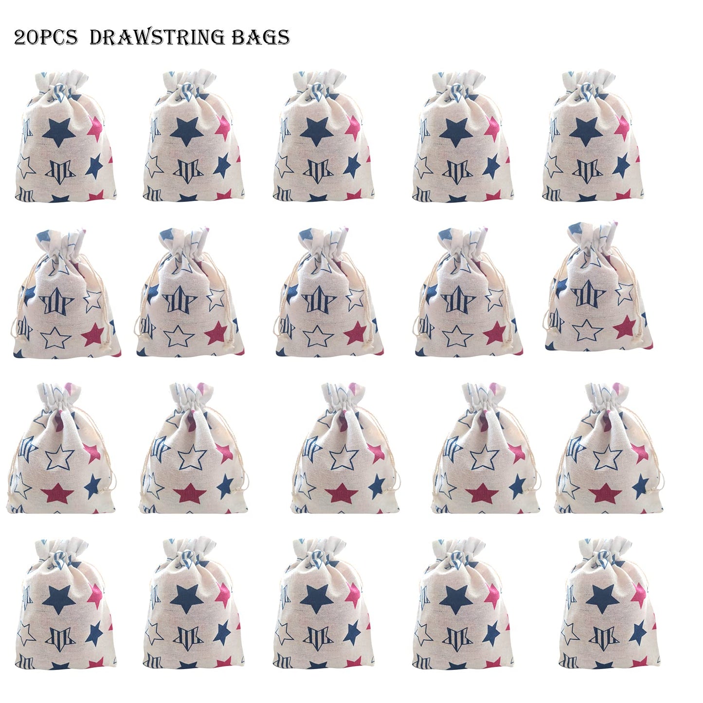 American Flag Patriotic Star Gift Treat Bags Drawstring Gift Bags for 4th of July, Independence Day, Labor Day Party Decorations