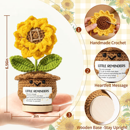 Thank You Gifts for Women Emotional Support Crochet Plush, Administrative Professional Day Gifts Easter Basket Handmade Positive Sunflower Crochet Employee Appreciation Gift for Women Teacher Coworker