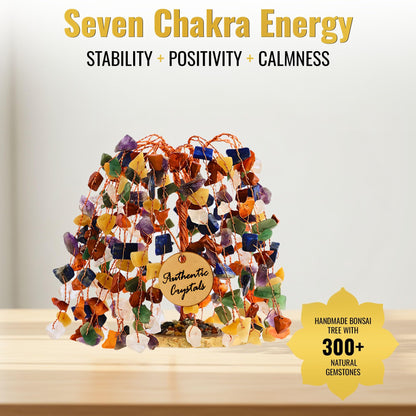 ANAYA AGATE 7 Chakra Tree of Life Crystal Feng Shui Bonsai Tree for Home Decor, Positive Energy, Reiki Healing and Meditation Gift