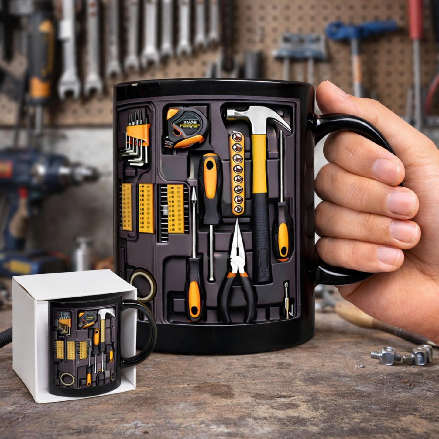 Mechanic Coffee Mug — Toolbox Design Ceramic Cup 11oz, Funny Gift for Mechanics, Handymen & Carpenters, Man Coffee Mug with Tools, Mechanics Tool Box Mug, Dishwasher Safe, Birthday & Christmas Gift