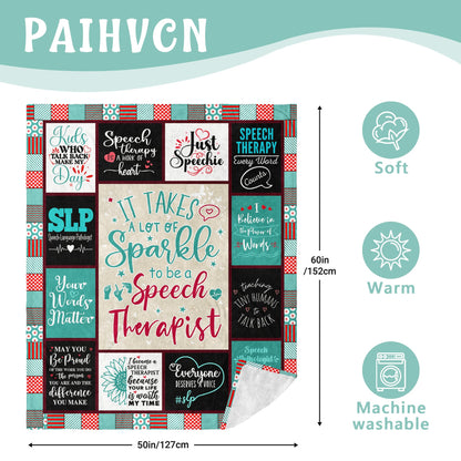 SLP Gifts Blanket 60" X 50", Speech Therapist Gift, Speech Language Pathologist Gifts for Women, Gifts for Speech Therapists Female, Speech Therapy Appreciation Month Gift Ideas