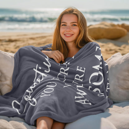 Gifts for Women Blanket 50" X 60", Birthday/Inspirational/Thank You Gifts for Women, Sometimes You Forget You are Awesome Gifts for Friends/Mom/Sister/Her, Anniversary/Appreciation Blanket
