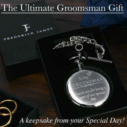 FJ FREDERICK JAMES Wedding Pocket Watches for Groomsman, Best Man, Groom, Father of The Bride & Groom I Silver Engraved I Complete Their Wedding Attire