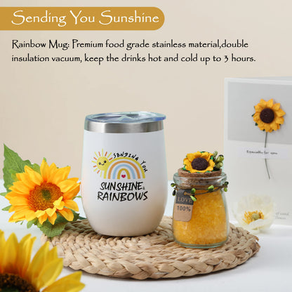 Sunflower Gifts for Women Sending Sunshine Gift-Mom Gifts for Mothers Day-Unique Birthday -Thank-Self Care Package-Get Well Gift-Inspirational Spa Gift Basket for Mom Grandma Wife Friends Sister