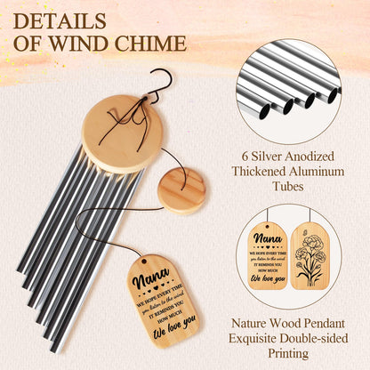 Nana Gifts, Nana Birthday Gifts, Nana Wind Chimes, Best Gift Ideas for Nana's Birthday, Christmas, Mothers Day, Grandmother Gifts from Grandkids