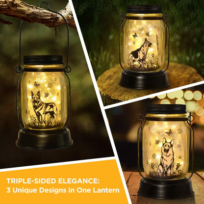 Kyoryuger German Shepherd Gifts for Women/Men, German Shepherd Solar Lanterns Dog Mom Birthday, Dog Lovers Lantern, Pet Loss Pet Memorial, Solar Garden Decor Outside for Yard, Patio,Backyard,Porch