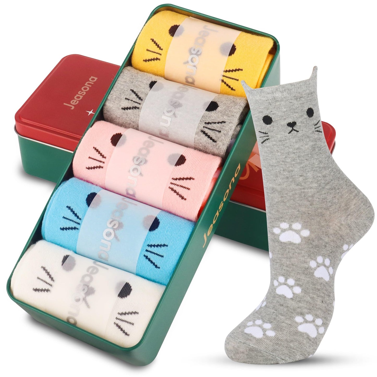 Jeasona Cute Cat Gifts for Women Animal Cat Socks Wife Mom Girlfriend Daughter