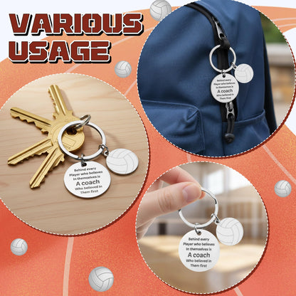 WATINC Coach Appreciation Keychain Gift Set, 4Pcs Sport Match Cheer Keychains Keepsake Present with Thank You Packaging