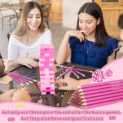 Sinload 36 Pcs Bunco Let's Roll Pencils with Eraser Player Game Scoring, Wooden Pink Pencils Suitable for Writing, Drawing and Bunco Party Supplies