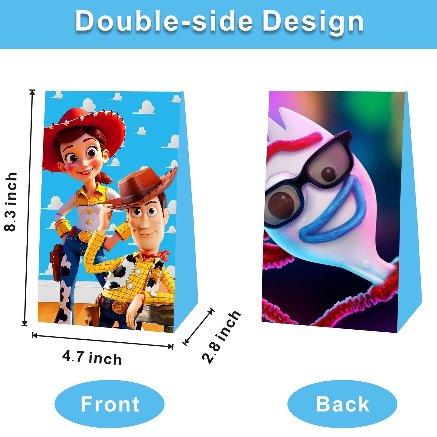 Kuailaihai 12pcs Cartoon For Toy Inspired Story Party Gift Bags,Birthday Party Supplies Bags for Birthday Party Decorations.