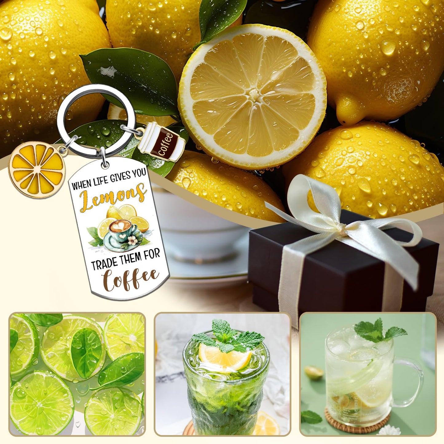 Lemon Gifts for Women Funny Lemon Accessories Keychains Lemons Themed Gift for Womens Sister Mom Friend Coworker Birthday Anniversary Graduation Lemons Jewelry Keyring