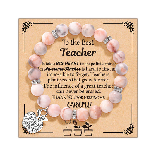 U-Zomir Teacher Appreciation Gifts for Women, Teacher Gifts Natural Stone Bracelet with Message Card for Appreciation Week Christmas Valentines from Student