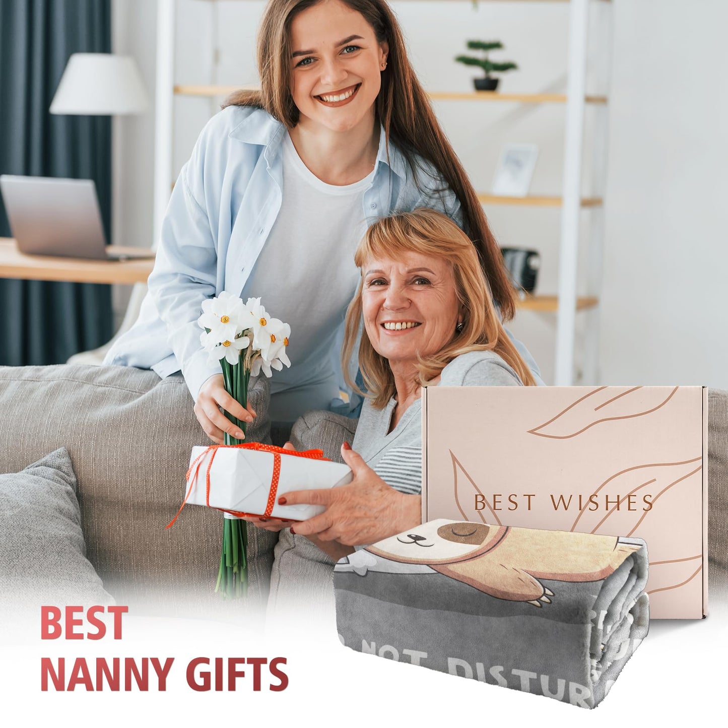 Nanny Gifts for Birthday, Nanny is Charging Blanket, Mothers Day Birthday Gifts for Nannie from Grandkids, Super Soft Throws Blanket for Nannie Nana Grandma, 60"x50"
