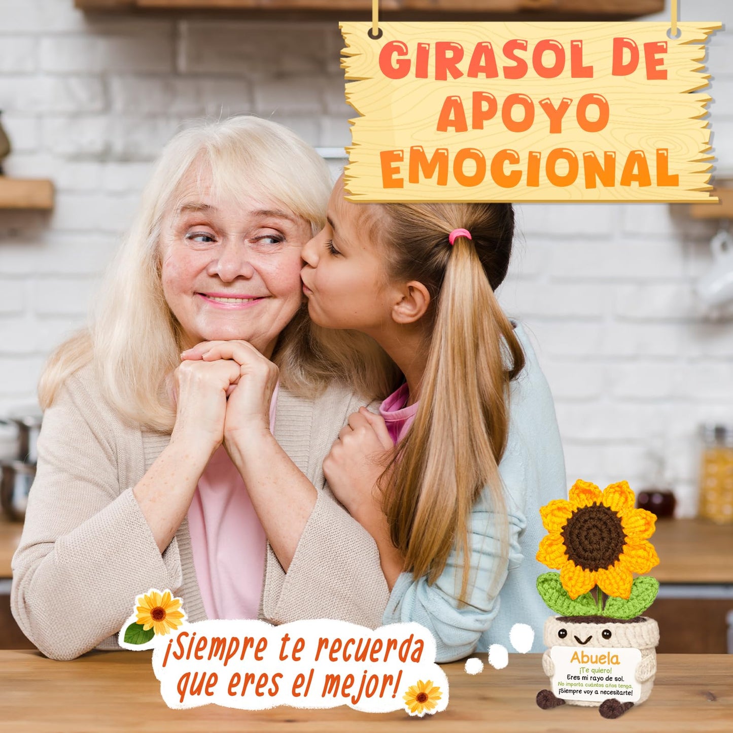 AceThrills Abuela Gifts for Abuela on Birthday Mothers Day, Regalos para Abuela, Regalos de CumpleañOs Navidad para Abuelas Mujer – Girasol Tejido a Mano