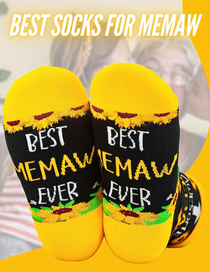 InnoBeta Memaw Gifts, Mothers Day Gifts for Memaw, One Size Crew Socks on Mother's Day, Christmas, Birthday