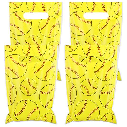 Hxezoc 50 Pieces Softball Gift Bags Plastic Softball Bags Practical Gift Bags Sport Party Favors for Softball Theme Birthday Party Decoration Supplies