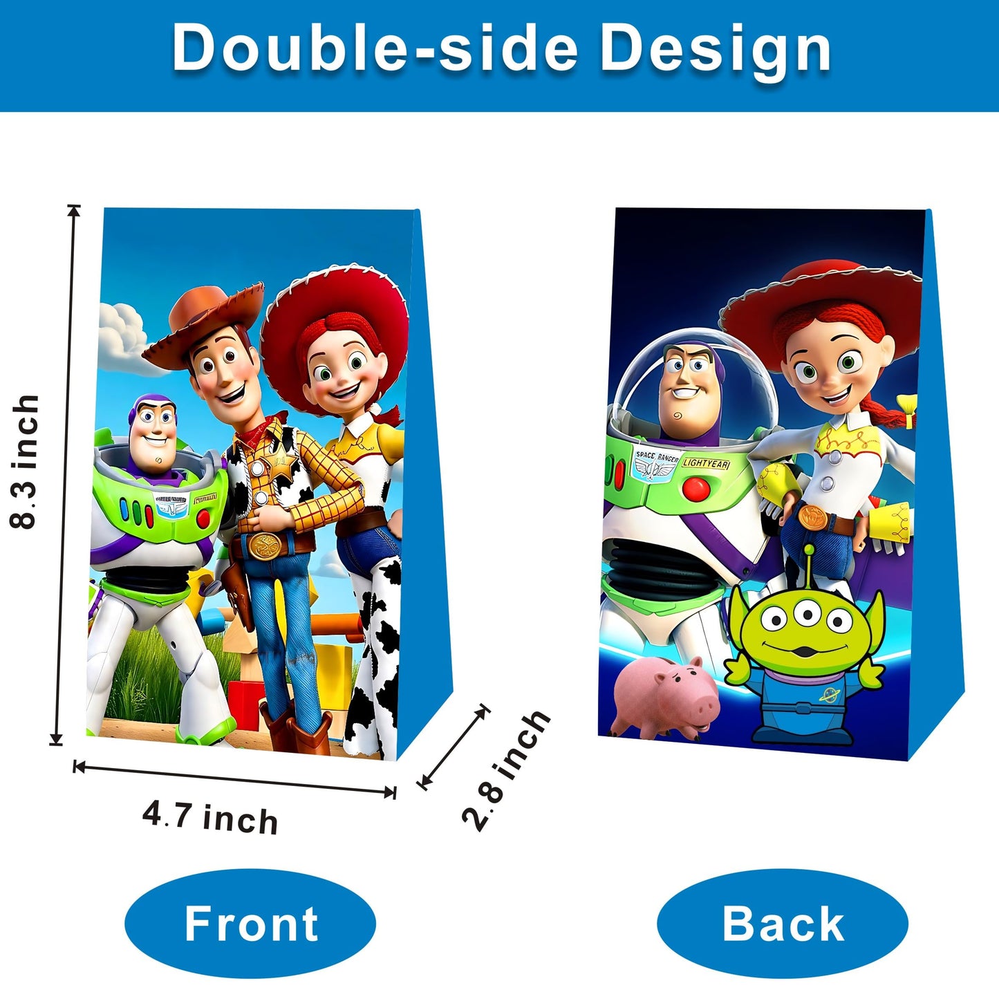 Kuailaihai 12pcs Cartoon For Toy Inspired Story Party Gift Bags,Birthday Party Supplies Bags for Birthday Party Decorations.