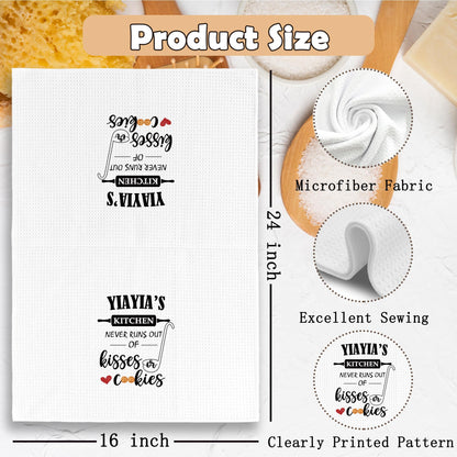 Yiayia Gifts Kitchen Towels, Yiayia Gifts from Grandchildren Dish Towel Dishcloth 16x24 Inches, Grandma Gift from Grandchildren Decorative Absorbent Hand Tea Towels Kitchen Decor