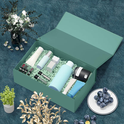 RYDDOY Green Gift Box, 9.5x6x3'' Gift box for Presents with Lids Magnetic Closure Rectangle Collapsible for Bridesmaid Proposal Box, Wedding, Christmas, Halloween, Birthday Gift Packging