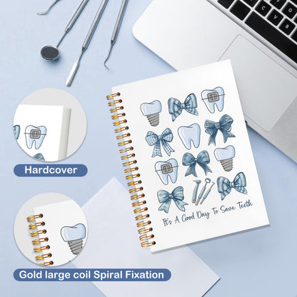 Dentist Gifts Notebook Journal, Dental Hygienist Assistant Office Gifts for Women, Hardcover Spiral Journal Notebook 5.5x8.3 Inch（Blue-01）
