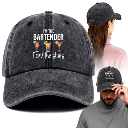 I'm The Bartender Funny Printed Cotton Baseball Cap Adjustable Retro Washed Lightweight and Breathable Unisex Sun Hat, Gifts for Bartender Humorous Drink Lovers Adult Parties Bachelor Party Friend