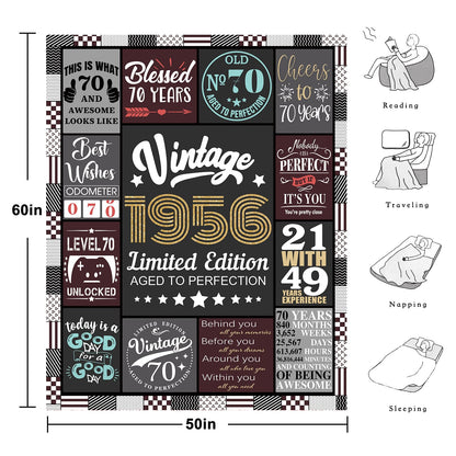 70th Birthday Gifts for Men, 70 Year Old Birthay Blanket Gifts for Men 70th Birthday Gift Ideas
